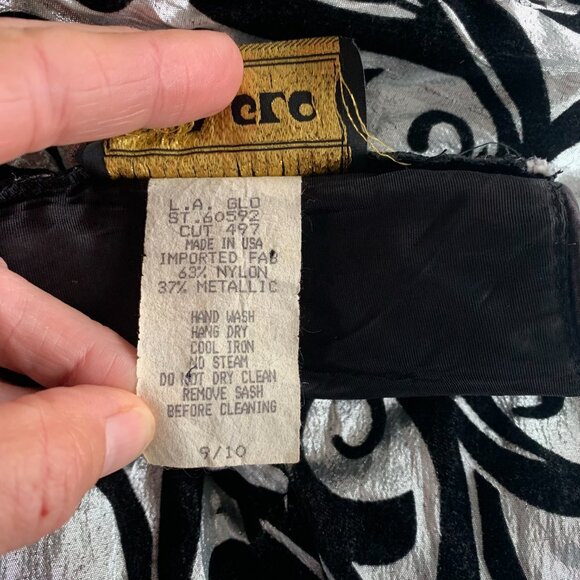 Vintage 90s LA Glo Silver Metallic Black Velvet Strapless Fit and Flare Dress - Picture 10 of 15